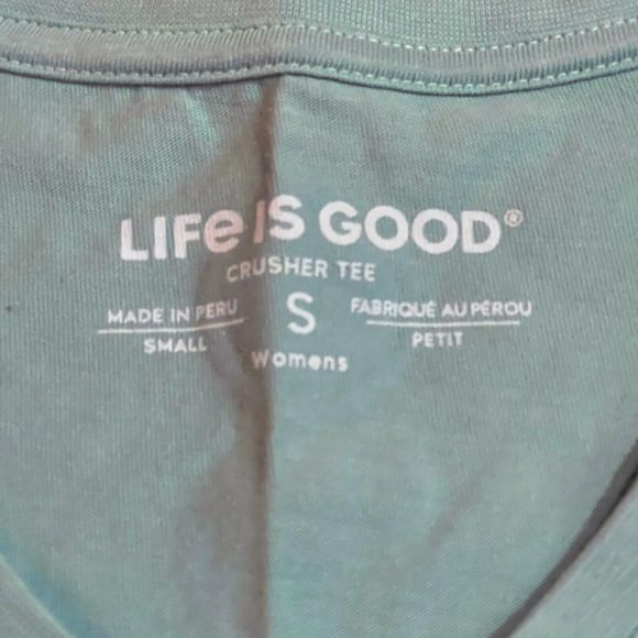 Life Is Good Crusher Tee Womens Long Sleeve Tee Size Small S Green V-Neck Shirt - Picture 6 of 10